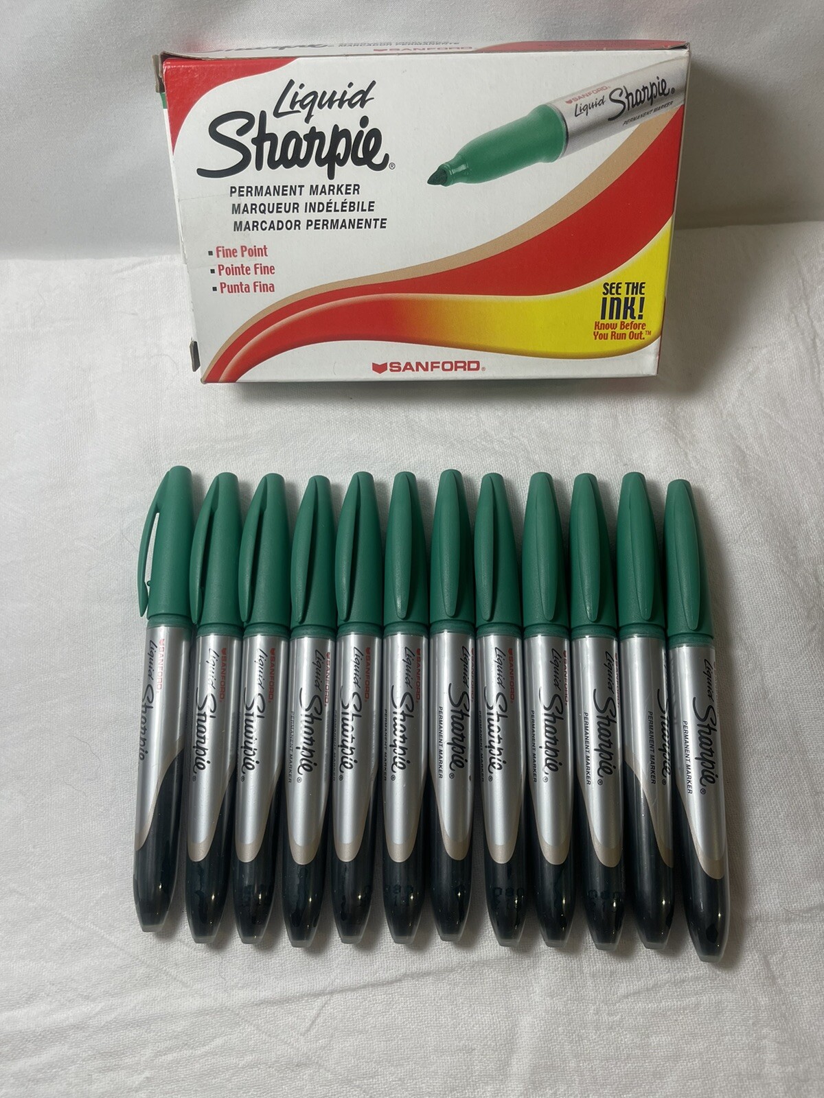 Liquid Sharpie Permanent Markers,  12 Count, Green, Vintage, NOS 2000, Rare