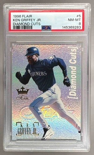 145369283 Ken Griffey Jr 1996 Fleer Flair #5 Diamond Cuts PSA 8
