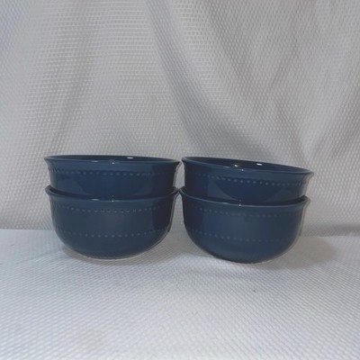 Royal Norfolk Ceramic Navy Blue Embossed 6'' x3  Cereal/Soup Bowls. Set of 4.