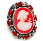 Swiss Marcasite Italian Cameo White Lady 925 Sterling Silver Ring Sz 7 PC13-8 — photo 2