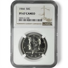 1964 Kennedy Half Dollar Proof NGC PF 67 CAMEO PR67CAM  Silver Coin 50C NA-20