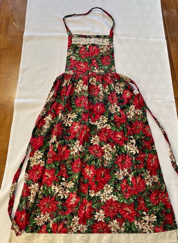 Vintage  ( Kitchen Works ) HOLIDAY  POINSETTIAS Quilted  Stunning Apron
