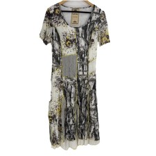 Vintage Concept Womens Mesh Ecelectic Midi Dress Size L Mixed Media Art to Wear