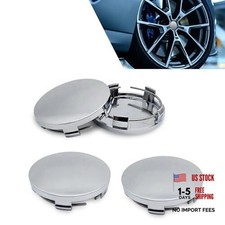 4 PCS Car Wheel Center Caps, 60MM/2.36In OD 56MM/2.2In ID, ABS Snap-in silver