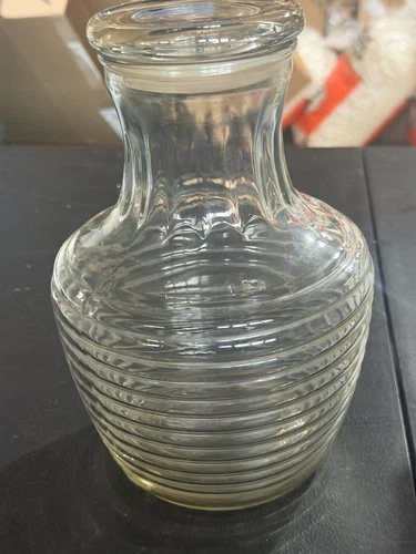 Vintage Anchor Hocking Round Juice/Ice Tea Refrigerator Bottle with Lid(SN 14-1)