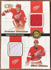 2001-02 PACIFIC HEADS UP QUAD GU JERSEY SHANAHAN/CHELIOS/DANDENAULT/OSGOOD #11