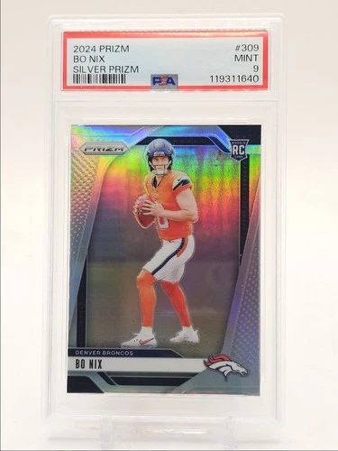 BO NIX 2024 PANINI PRIZM ROOKIE FOOTBALL SILVER BRONCOS A RC PSA 9 Q0004