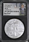 2024 American Silver Eagle MS70 NGC First Releases, Trump Signed - $260 Value