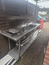 Twin Sink with Taps Commercial Used Stainless Steel. Restaurant Sink