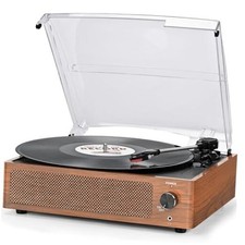 Vinyl Record Player with Speakers Vintage Turntable for Vinyls Records Brown