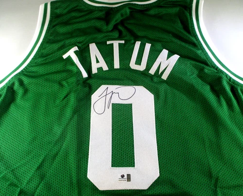 Jayson Tatum / Autographed Boston Celtics Green Custom Basketball Jersey / COA