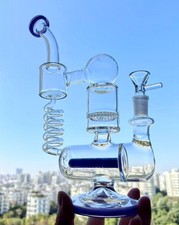 purple Recycler rig Coil Honeycomb Multiple pipes bong Glass Water Smoking 14mm