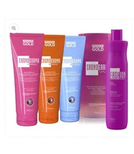 Cronograma Capilar Fashion Gold - 3 máscara 1 shampoo Original BRAZIL(Promoção) 