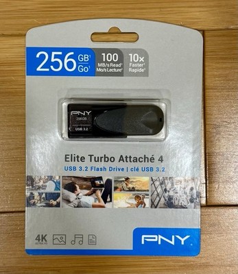PNY 256 GB - Elite Turbo Attaché 4 - USB 3.2 Flash Drive - 100MB/s Read - (New)