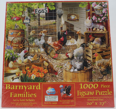 Barnyard Families Lori Schory NIB 1000 Piece Jigsaw Puzzle 34935 Made USA 2014
