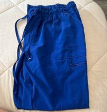 Blue Unisex Medical Scrub Pants Size Large Drawstring Elastic Waist Solid Twill