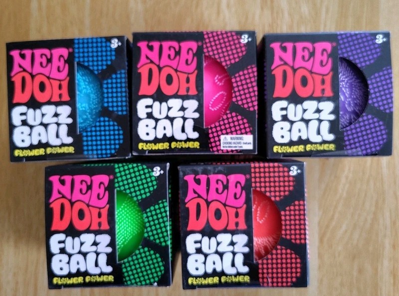 Nee Doh FUZZ BALL Flower Power Velvet Squeeze Stress Ball NeeDoh Lot Of 5