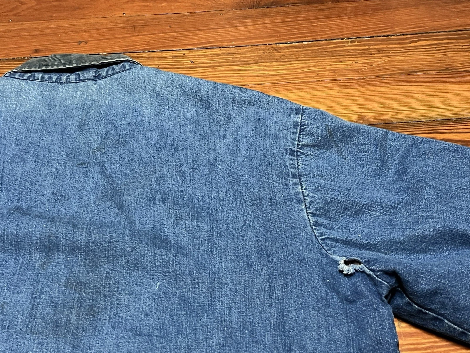 Vintage BIG MAC JCPenney Denim Work Jacket Red Lined Corduroy Collar Rare Men L image 11