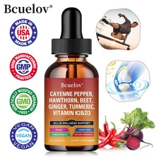 Cayenne Pepper Supplement Liquid Drops Vitamin D3 K2 Beet Root Metabolism Energy