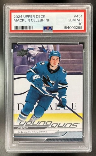 2024-25 Upper Deck Macklin Celebrini Rookie Young Guns RC #451 Sharks PSA 10