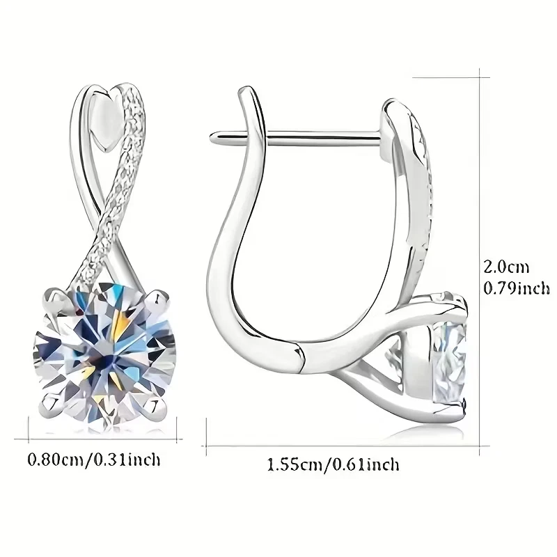 Damen Ohrringe Elegante 925 Silber Hoop Ohrringe mit Funkelndem Strass-Kreuz - Bild 2 von 4