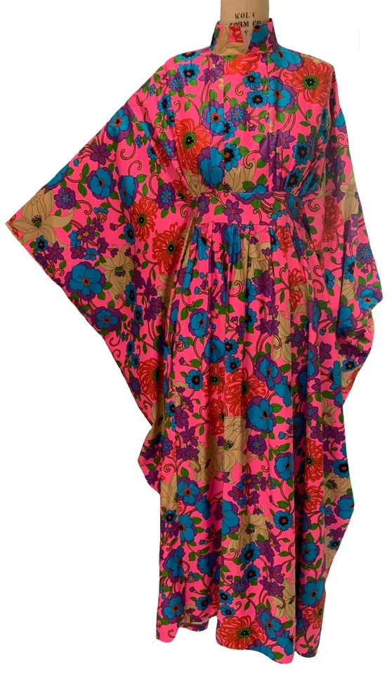 HOUSE OF MING винтажный 60-х женщин розовый хозяйка платье кафтан платье - Sz M/L Японии - Изображение 2 из 4