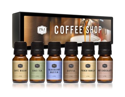 Fragrance Oil Set: Coffee, Mocha, Chai, Chocolate, Blueberry, Vanilla Scents