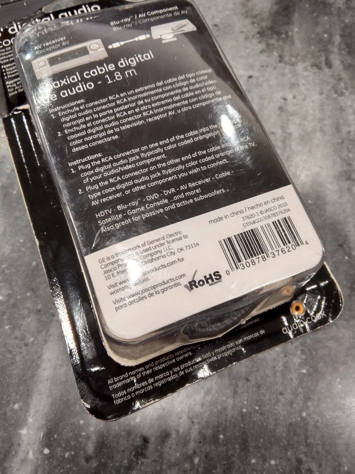 GE PRO 6ft Audio Coax Digital Cable Subwoofer Heavy Duty Cable Gold SEALED - Image 4 of 4