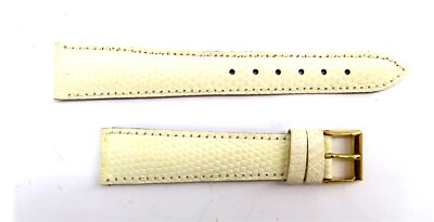 DORFMAN White Leather Lizard Watch Strap Band 18mm Swiss Made