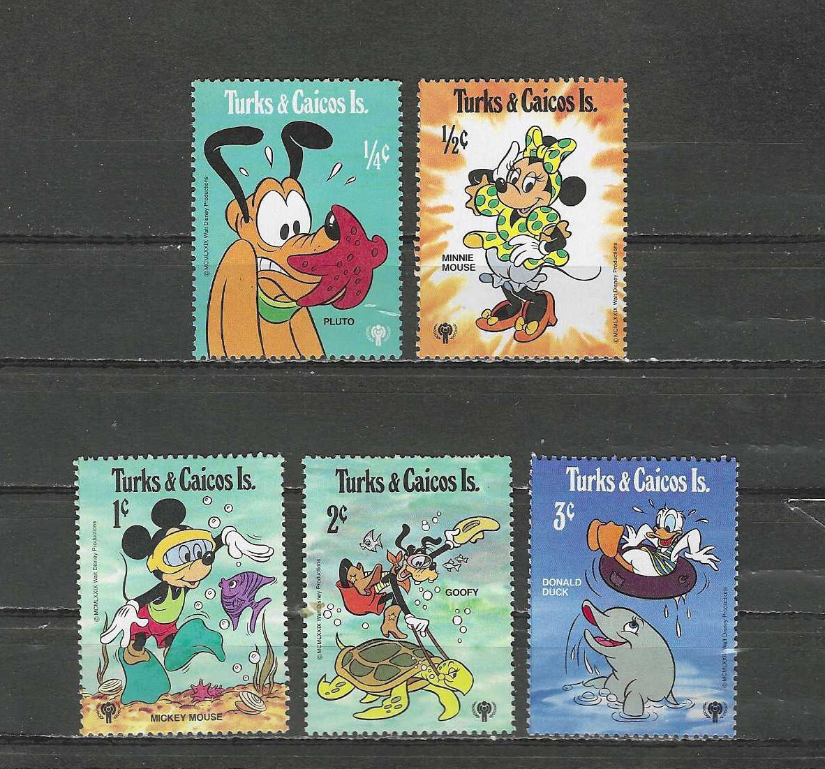 ディズニー1980年　POSTAGE STAMPS TURKS & CAICOS ISLANDS , 1980 , DISNEY , IYC , SET OF 5