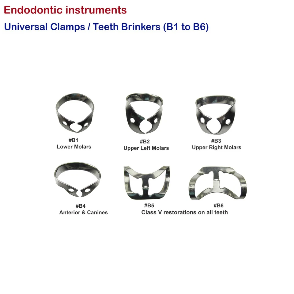 TK PLUS DENTAL INSTRUMENTS Dental Universal Rubber Dam Clamps Teeth Brinkers Anterior Upper & Lower Molars