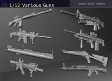 1/12 guns: SA80, MK17, AK47, L1A1, Benelli, M16 with M203 GL, FN SCAR, LAW