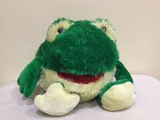 JO-ANN FABRICS PLUSH FULL BODY FROG PUPPET WITH  RIBBET  SOUND, EUC