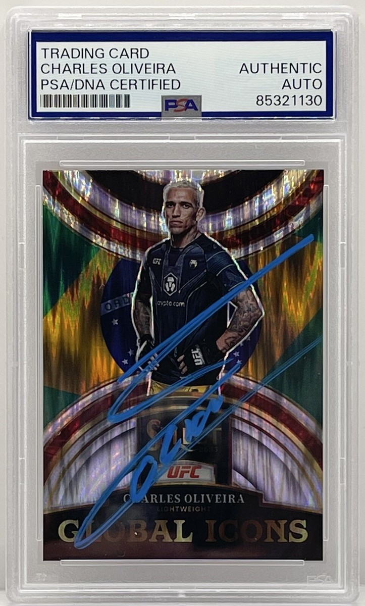 Charles Oliveira Signed Auto 2023 Select Global Icon UFC Card PSA