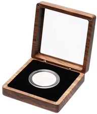 Single Walnut Wood Challenge Coin Presentation Display Box Storage Case with ...