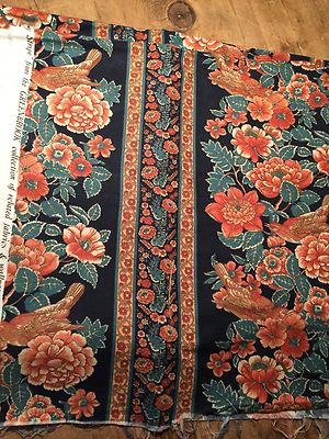 NWOT  'GRIEFF' Floral Tealby Stripe Cotton Fabric in 2 Pieces  3.1 m Total
