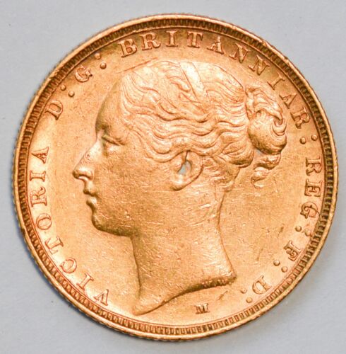 NICE 1886 Queen Victoria Gold Sovereign with St. George slaying the Dragon - Photo 1/2