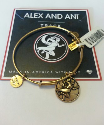 Authentic Alex and Ani Team USA Track Field Rafaelian Gold Charm Bangle  NWT
