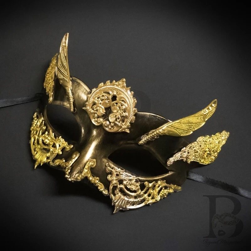 Couples Gold Hercules and Gold Angel Costume Party Masquerade Masks Set - Image 4 of 4