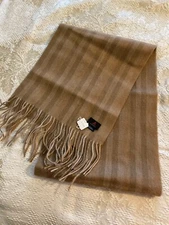 ALASHAN Wool Cashmere Blend Woven Mens Scarf 66" x 12.5" Shades of Brown/Tan