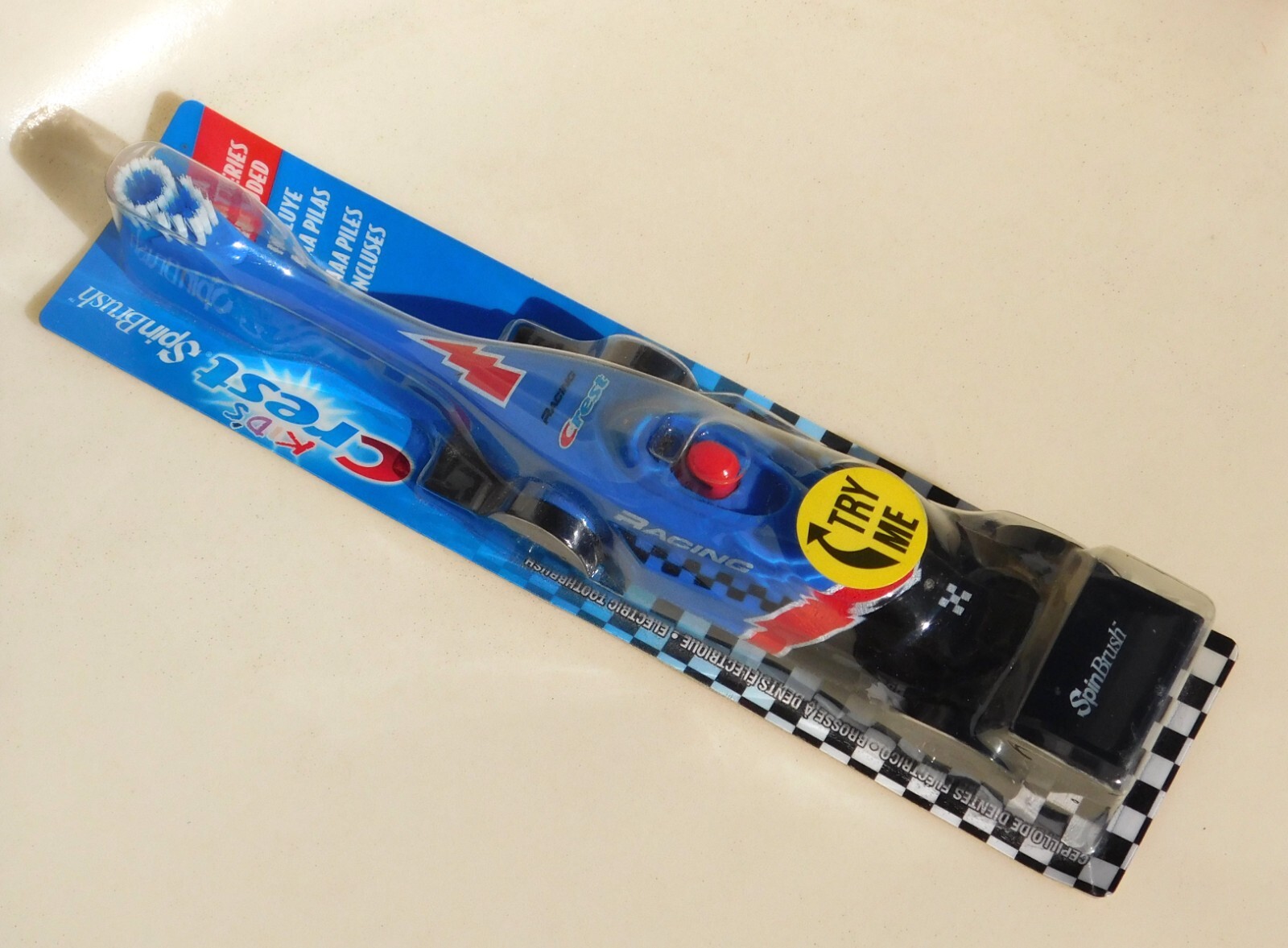 NOS Y2K  CREST Racing Race Car Toothbrush SPIN BRUSH Kids Battery Operated