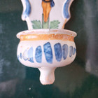Antique French Faience Crucifix with Holy Water Font — photo 3