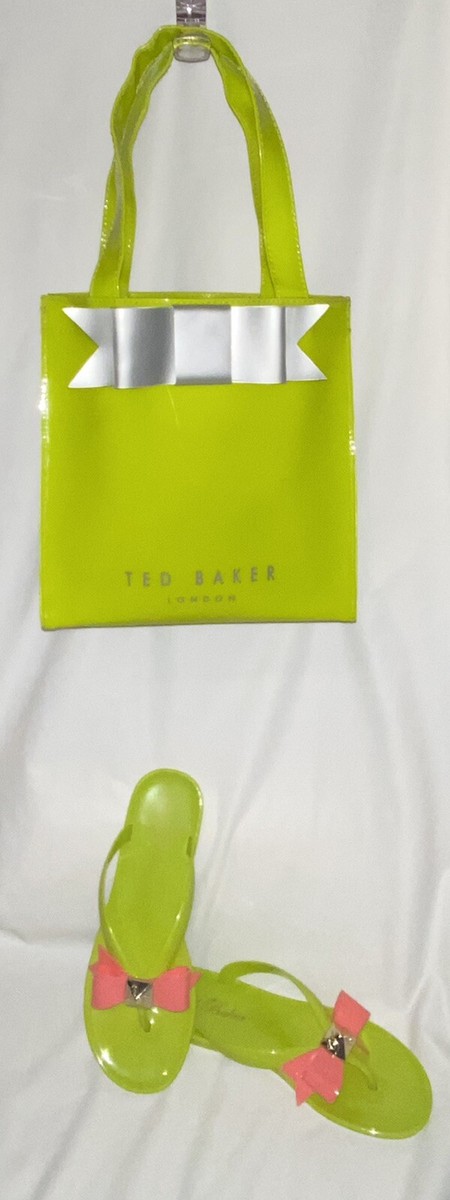 Ted Baker Jelly Flip Flops And Small Tote Green