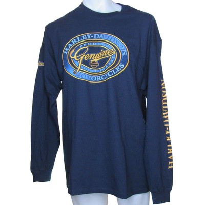 Harley Davidson Hanes Beefy T AK Stratman Long Sleeve Blue XL Made 