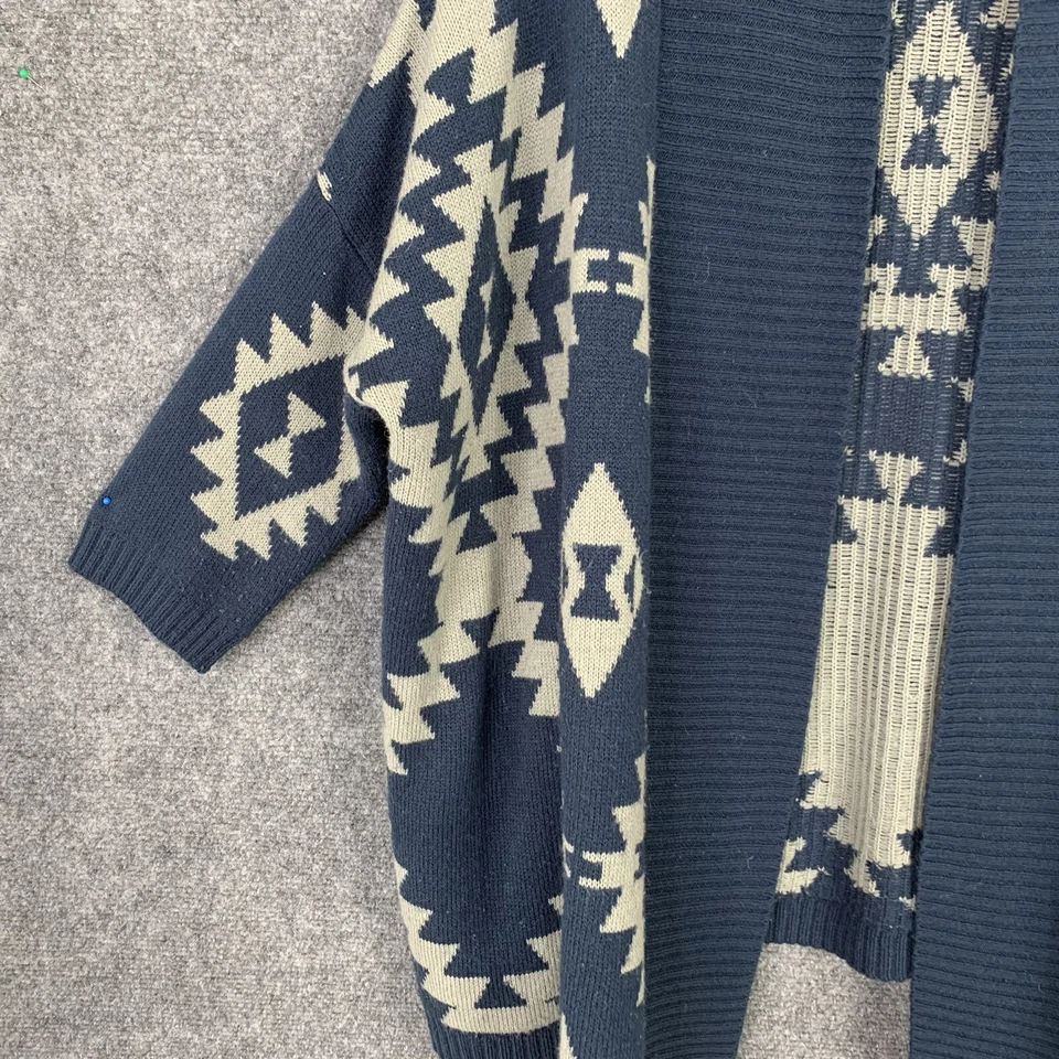 Cárdigan BCBG Maxazria cuello chal mujer S azul gris patrón SW manga 3/4 Foto 4 de 4