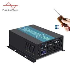 1500W 24VDC to 120VAC Pure Sine Wave Inverter Off-Grid Remote Control Solar car