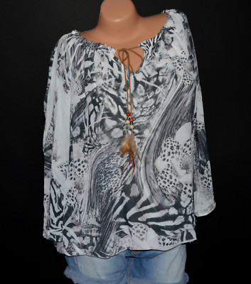 Italy Moda Tunika Shirt Top Bluse Viskose 2 Lagig mit Untertop 38-42 N°102