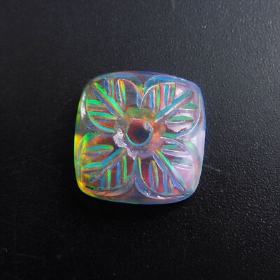 Square Shape 14.45 Ct CERTIFIED Natural Boulder Opal Doublet Loose Gemstone