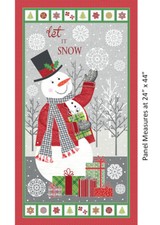 Christmas Snowman Winter Scene Holiday Fabric Benartex Let It Snow 24" Panel