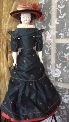 Antique China Doll Rare Silk French Fashion Bodice Bustle